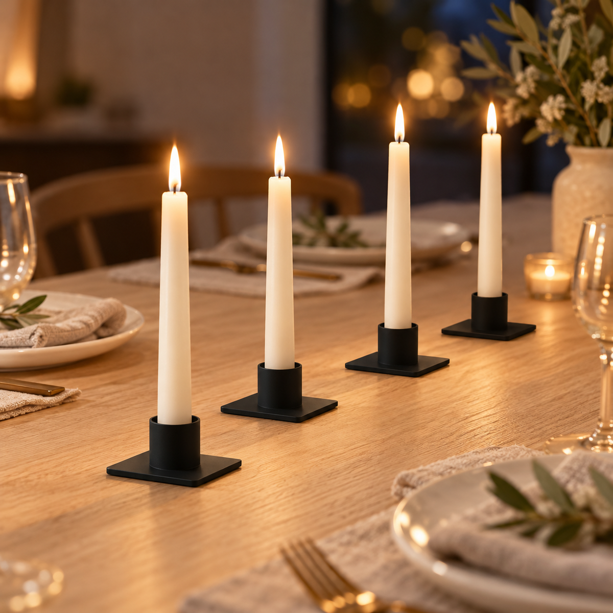 Nero Black Iron Candle Holders - Set of 4